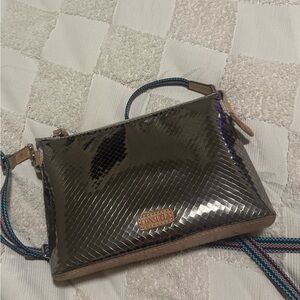 Consuela Shimmering Black Crossbody Bag